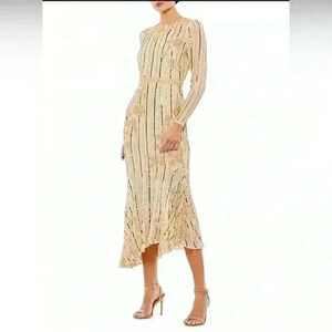Mac Duggal Embellished Long-Sleeve Midi-Dress Plus Size 22 NWT Style 93627